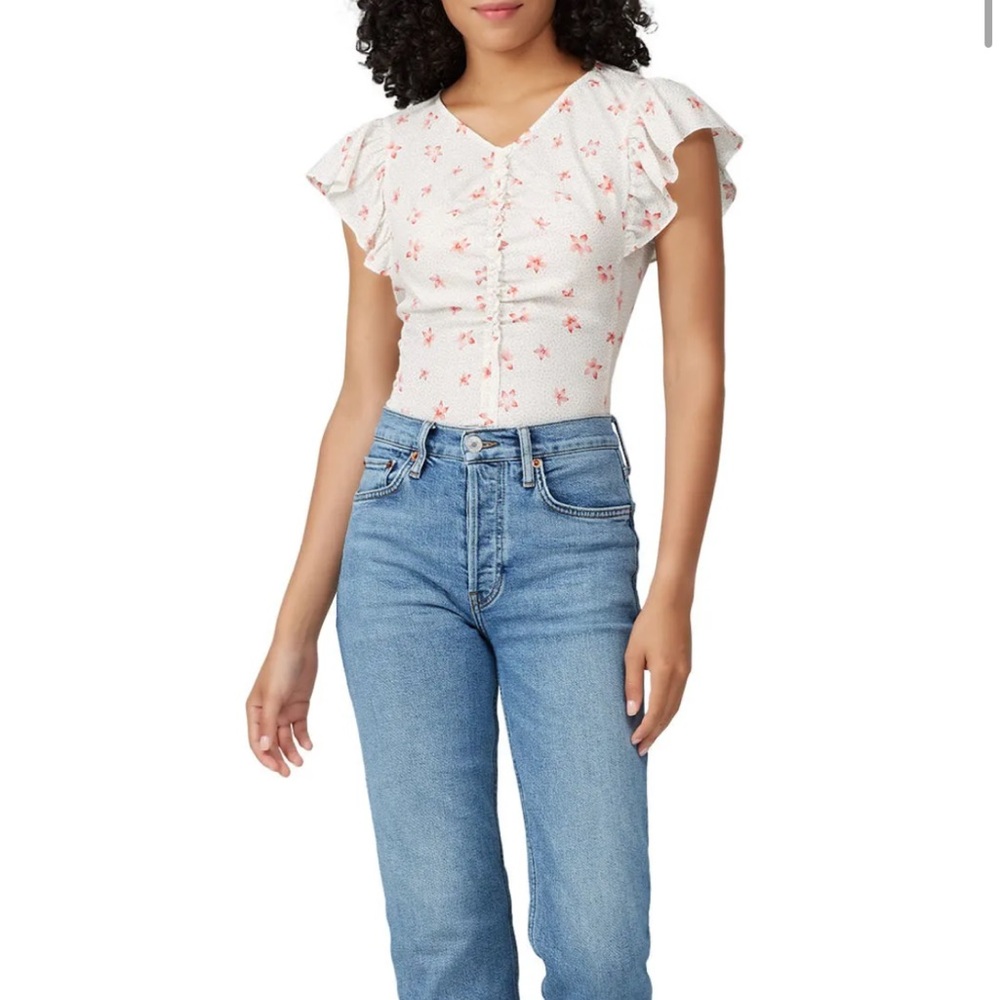 Rebecca Taylor NYC ruched Maui Floral Top Size 2 - Picture 1 of 8
